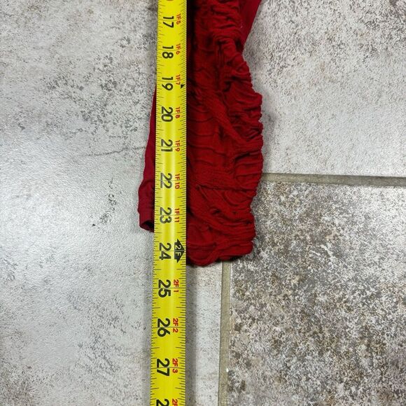 Cap Juluca Aldo Martins Top Womens 12 Red Casual Ruffled Ruched Long Sleeve - Picture 5 of 9